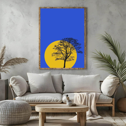 Abstract Sunset Print | Tree | Blue | Colourful Wall Art - Larosier Prints