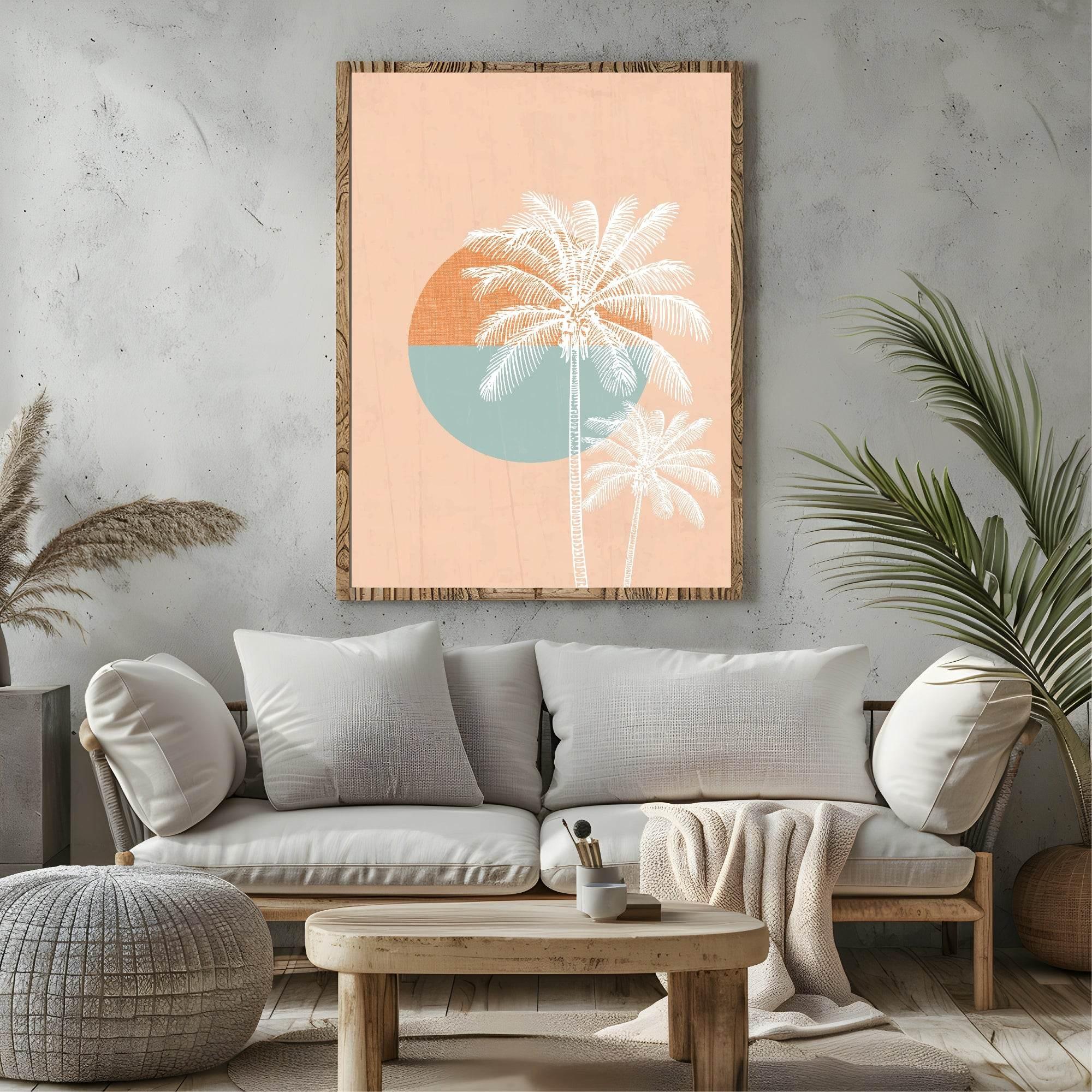 Beach Palm Trees Print | Boho Wall Art - Larosier Prints