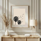 Dandelions Print | Beige | Botanical Wall Art - Larosier Prints