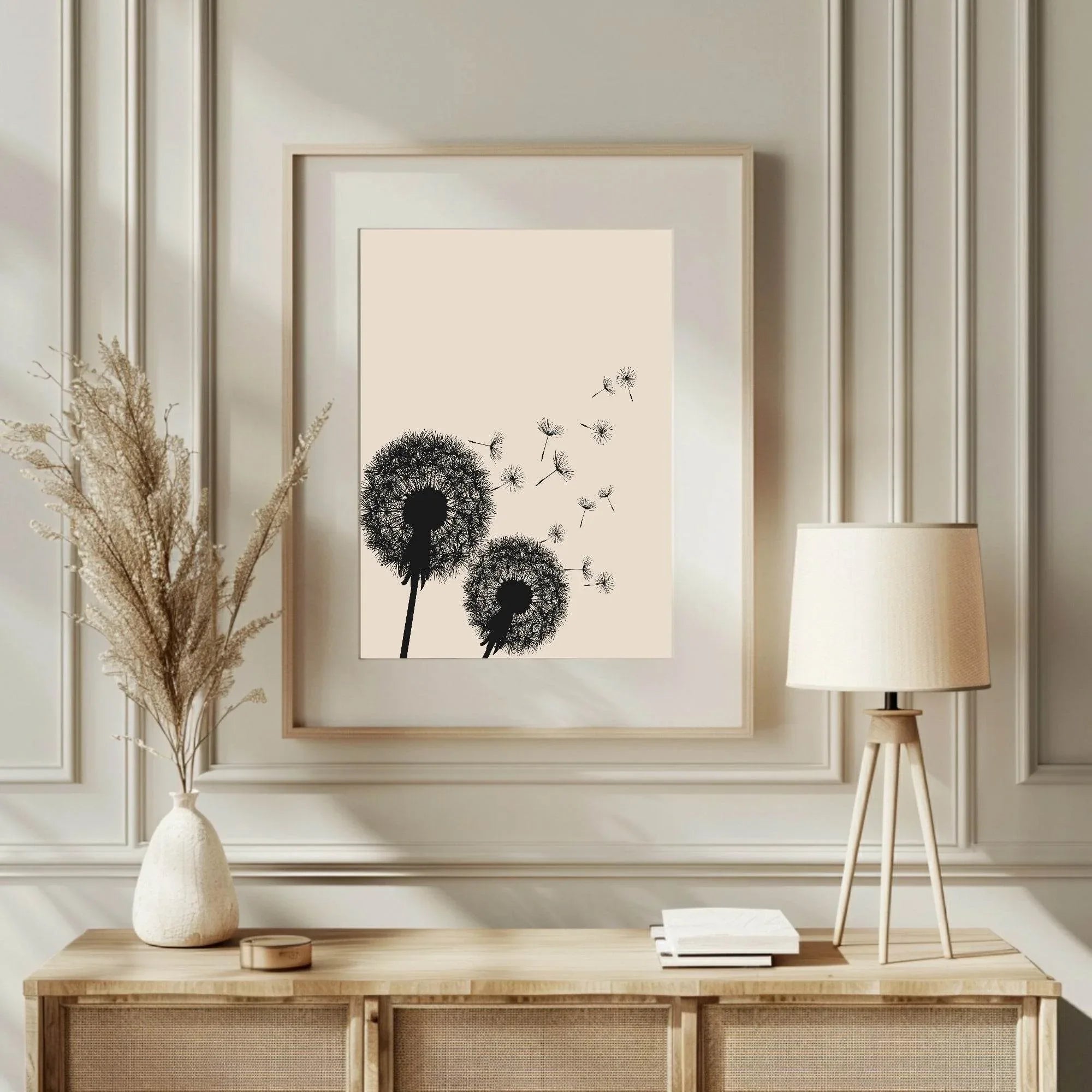 Dandelions Print | Beige | Botanical Wall Art - Larosier Prints
