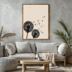 Dandelions Print | Beige | Botanical Wall Art - Larosier Prints