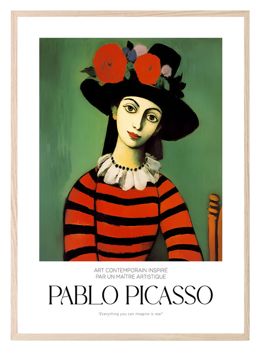 Lady With Floral Hat Print | Pablo Picasso Inspired Art