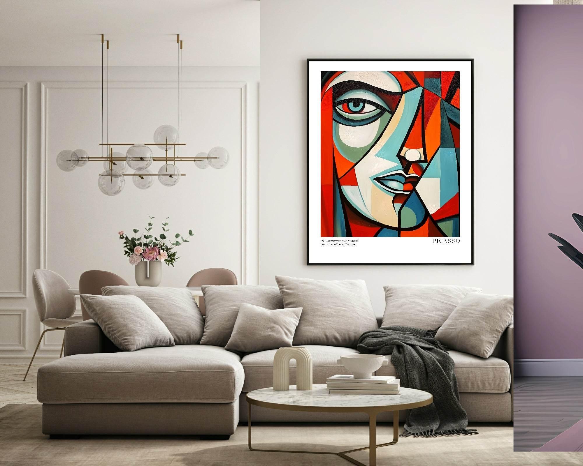 Abstract Face Print | Pablo Picasso Inspired Art - Larosier Prints