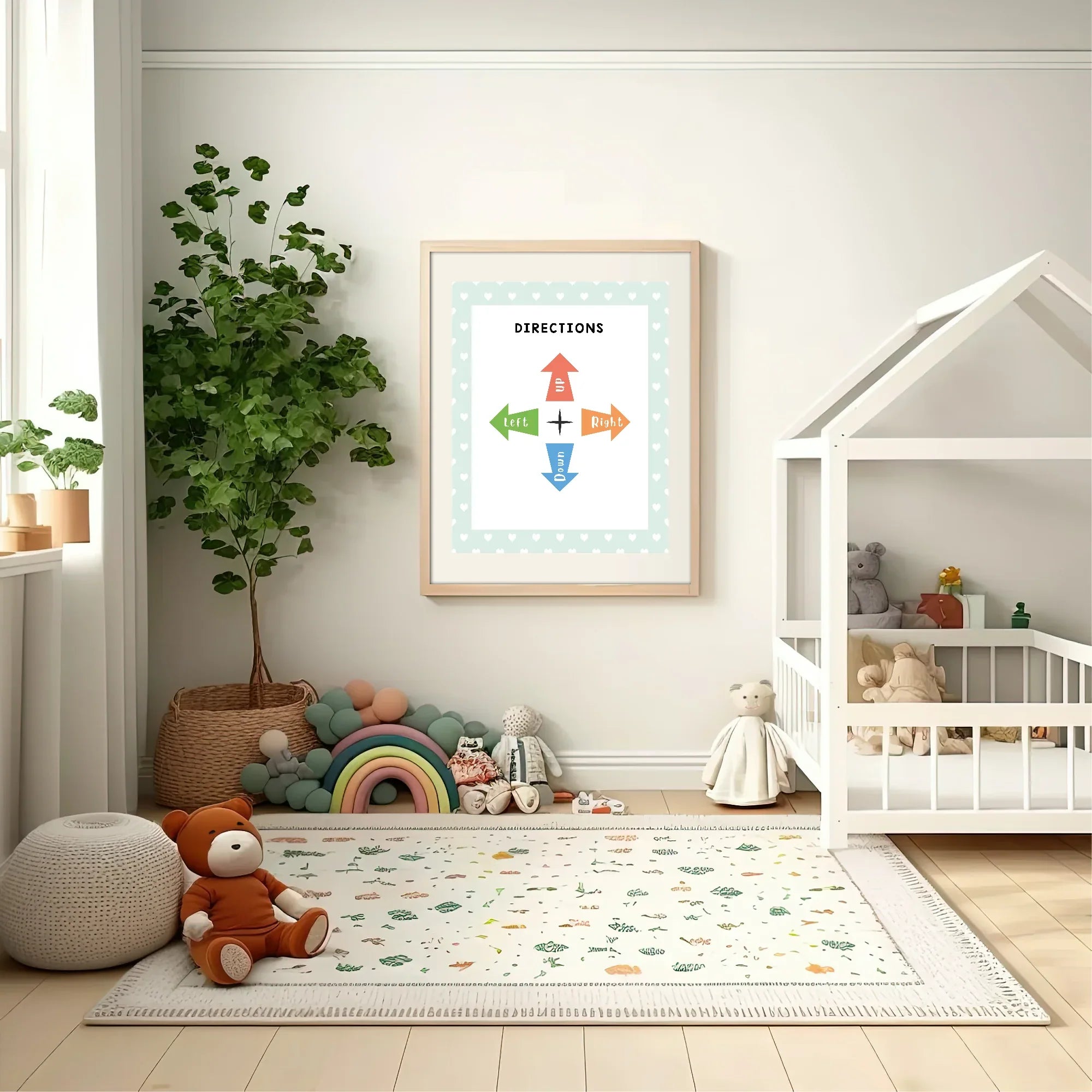 Mint Green & White Heart Directions Poster | Educational Wall Art - Larosier Prints