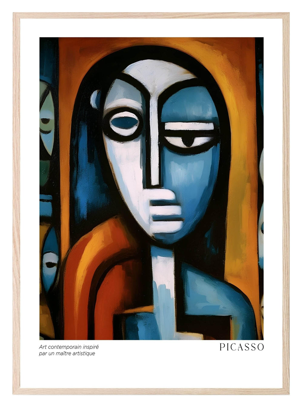 Abstract Lady Print | Blue | Pablo Picasso Inspired Art - Larosier Prints