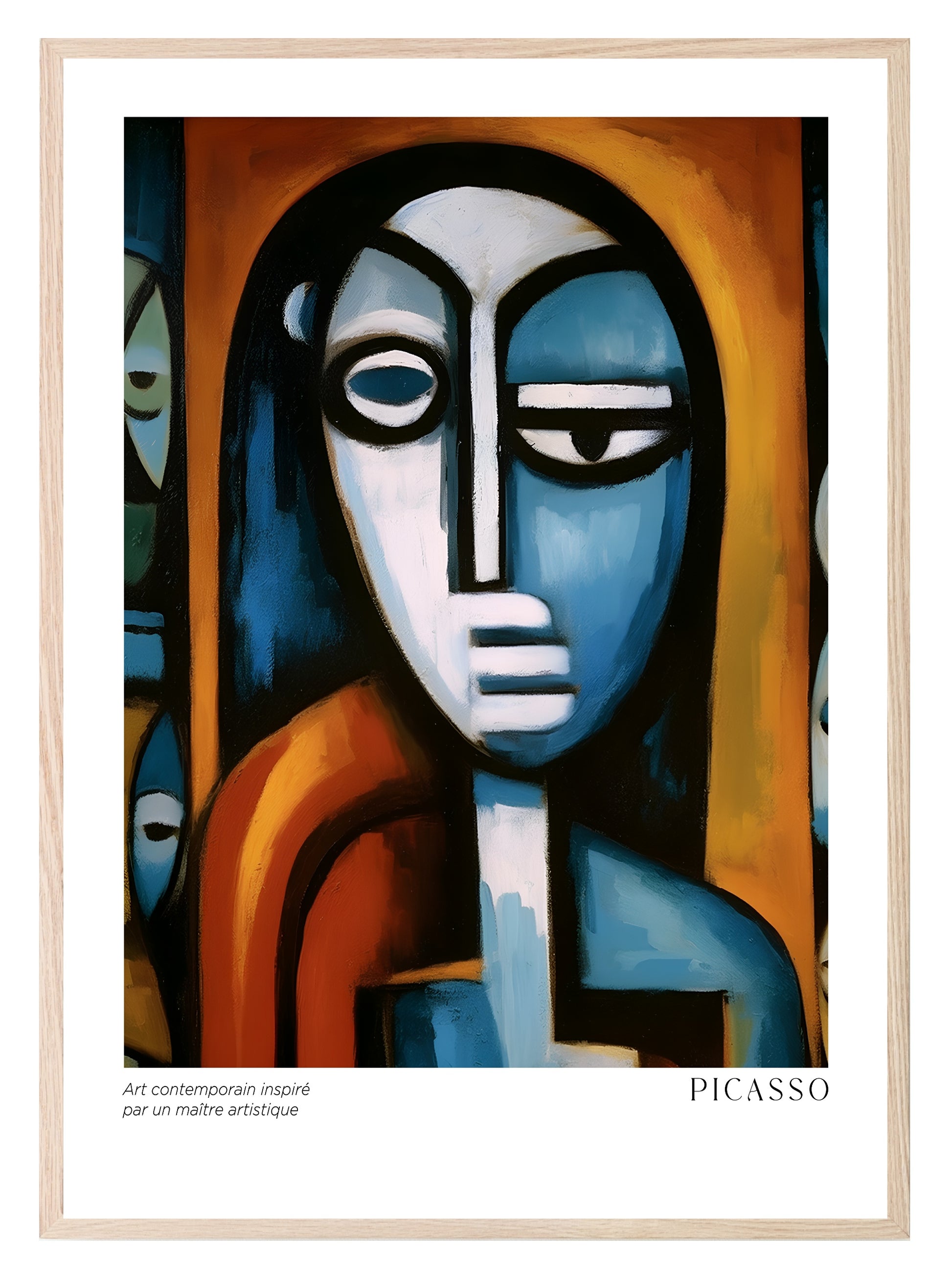 Abstract Lady Print | Blue | Pablo Picasso Inspired Art