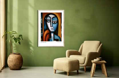 Abstract Lady Print | Blue | Pablo Picasso Inspired Art