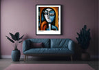 Abstract Lady Print | Blue | Pablo Picasso Inspired Art - Larosier Prints