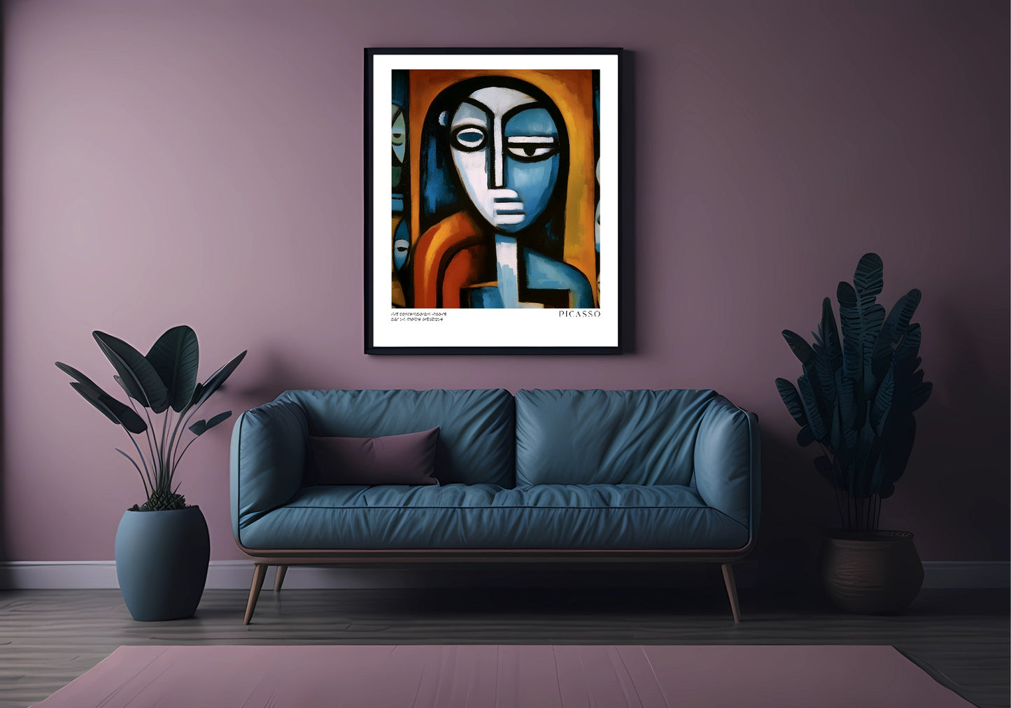 Abstract Lady Print | Blue | Pablo Picasso Inspired Art