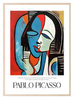 Abstract Lady Print | Blue & Red | Pablo Picasso Inspired Art - Larosier Prints