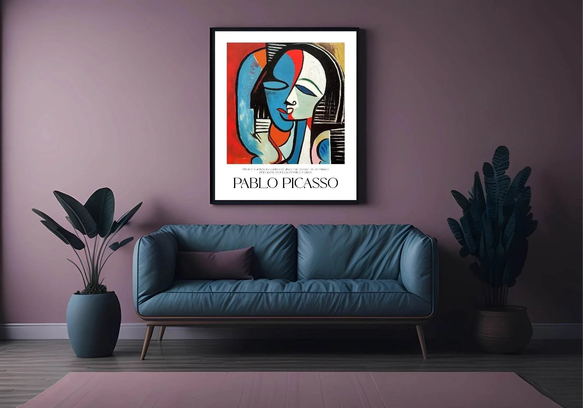 Abstract Lady Print | Blue & Red | Pablo Picasso Inspired Art - Larosier Prints