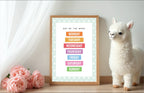 Mint Green & White Heart Days Of The Week Poster | Educational Wall Art - Larosier Prints