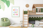 Mint Green & White Heart Count To 10 Poster | Educational Wall Art - Larosier Prints