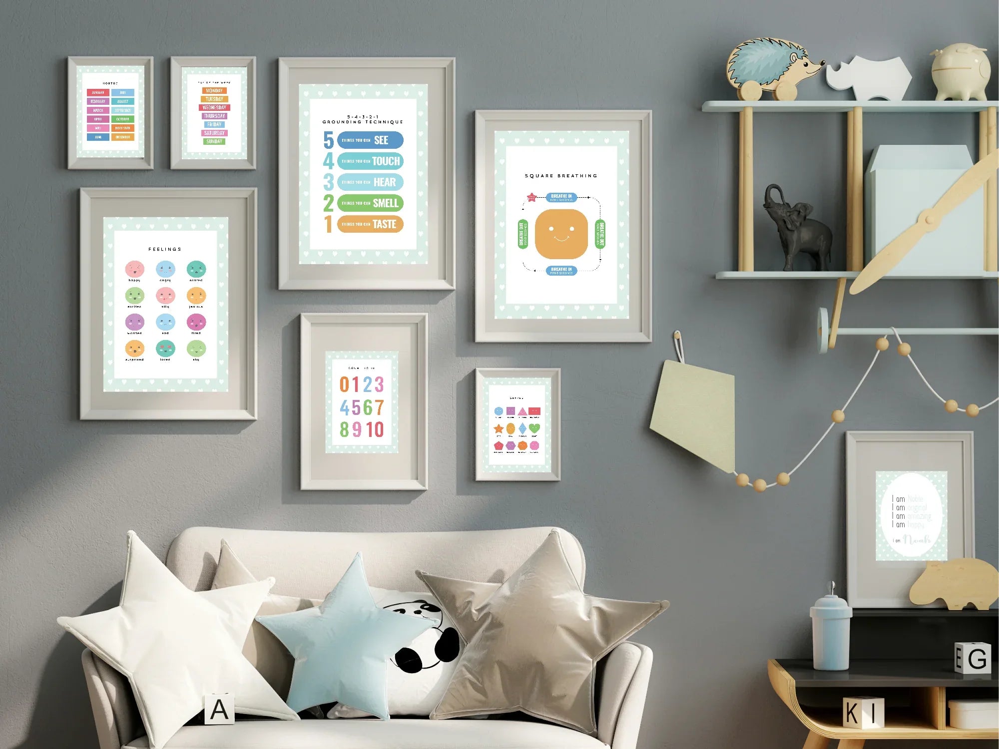 Mint Green & White Heart Colour Mixing Poster | Educational Wall Art - Larosier Prints