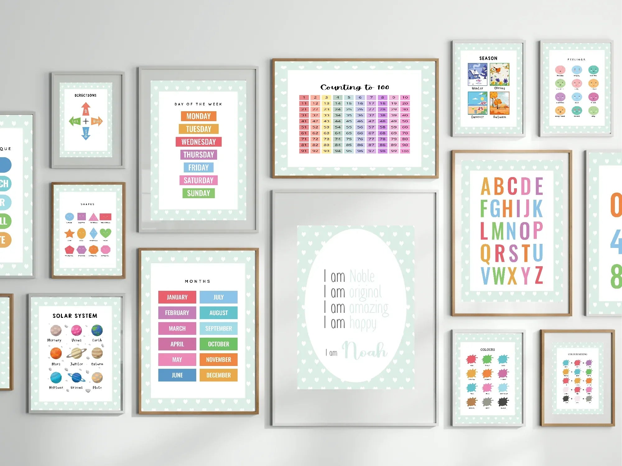 Mint Green & White Heart Directions Poster | Educational Wall Art - Larosier Prints