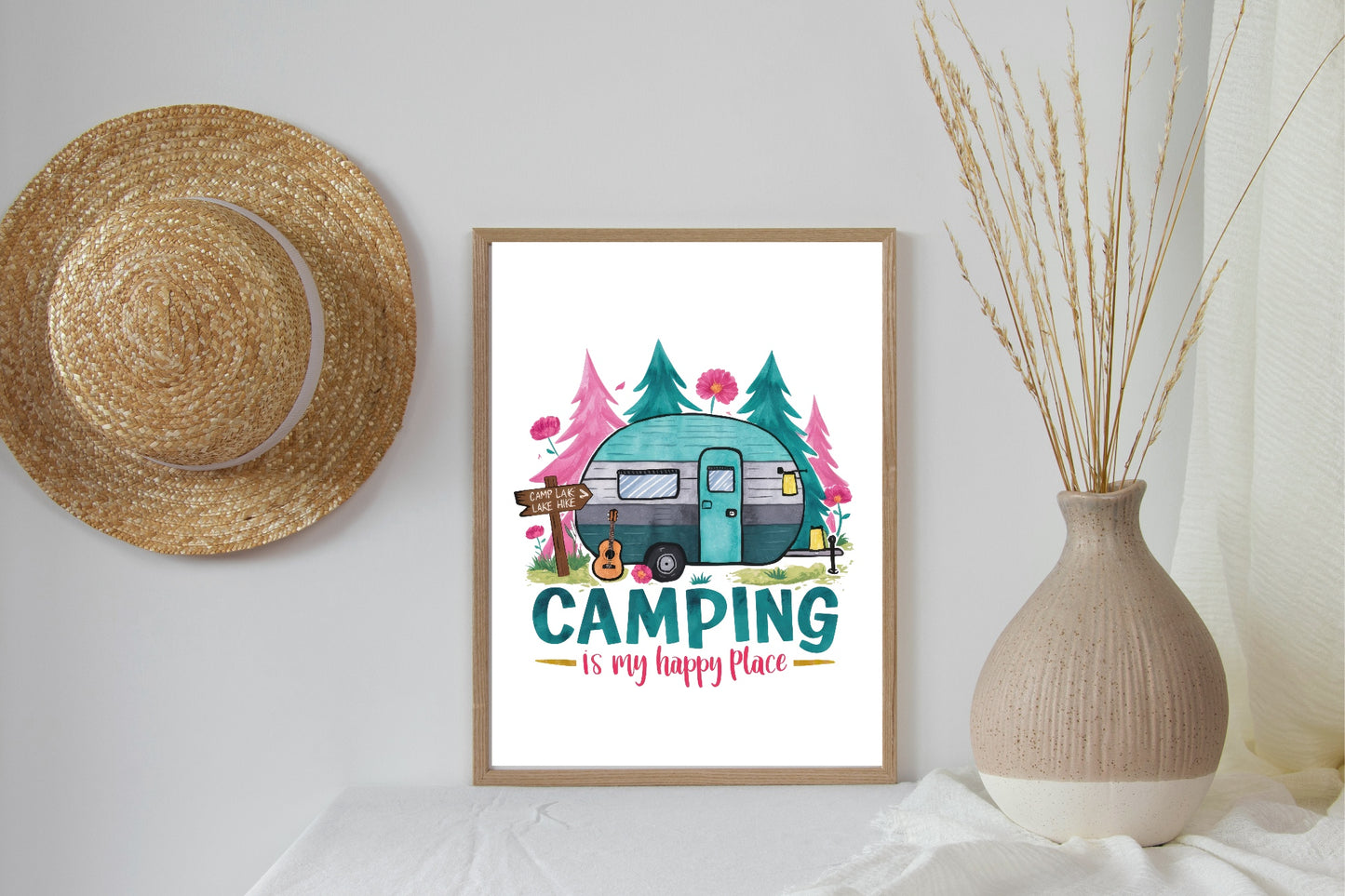 Camping Is My Happy Place Print | Hobbies & Interests Wall Art