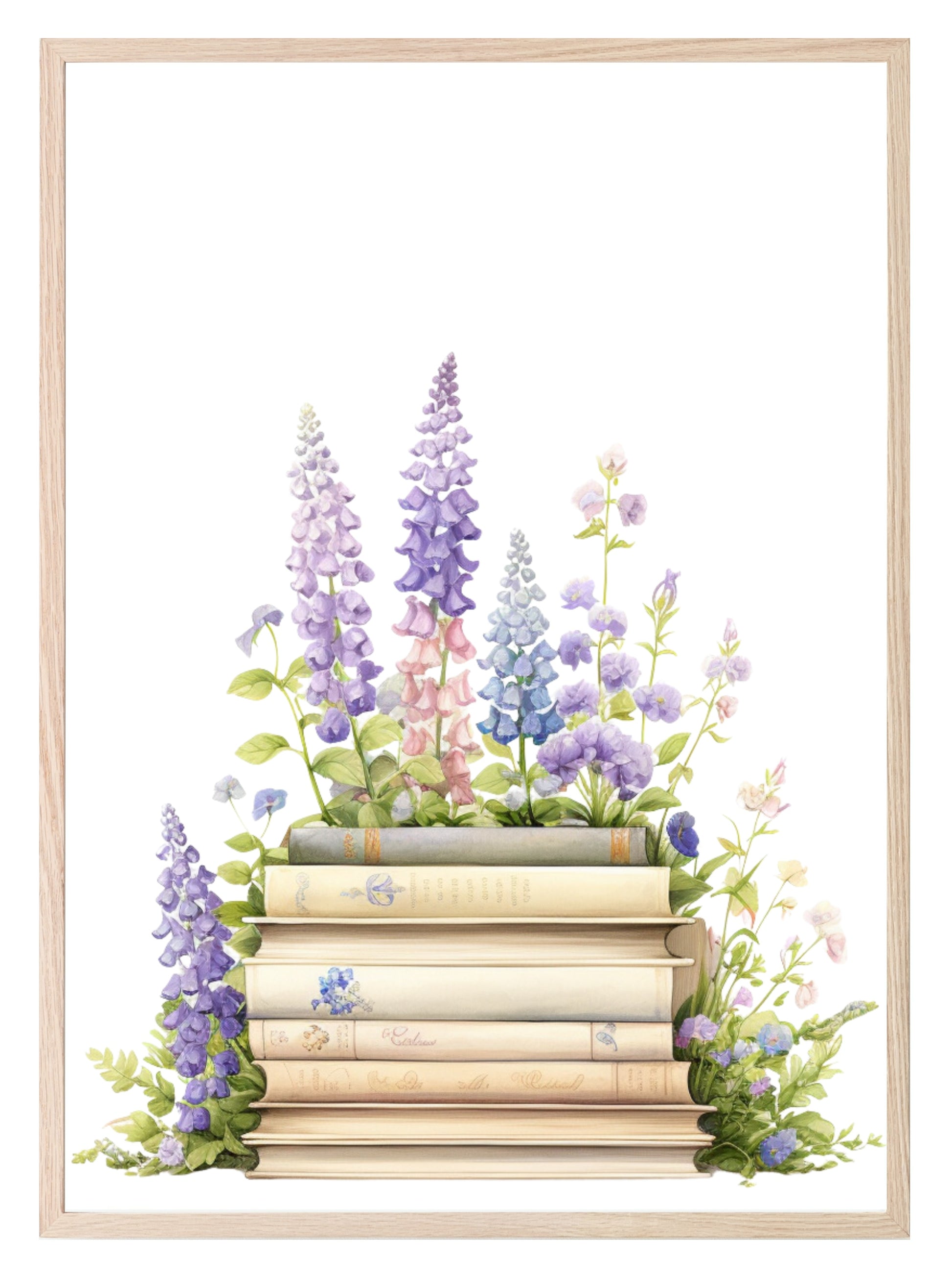 Books And Wild Flowers Print | Hobbies & Interests Wall Art