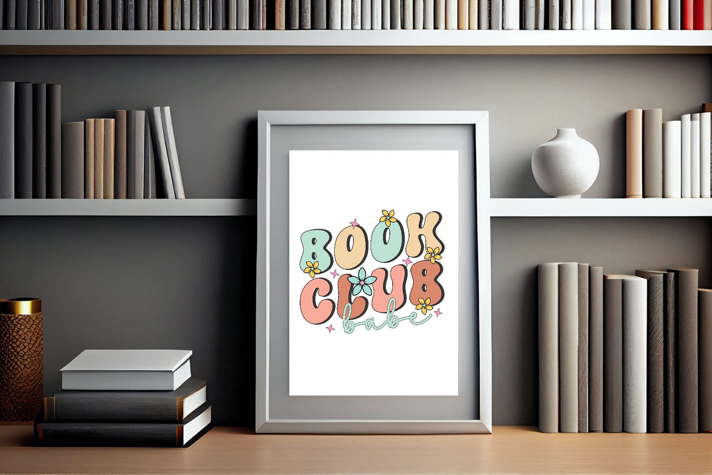 Retro Book Club Babe Print | Hobbies & Interests Wall Art