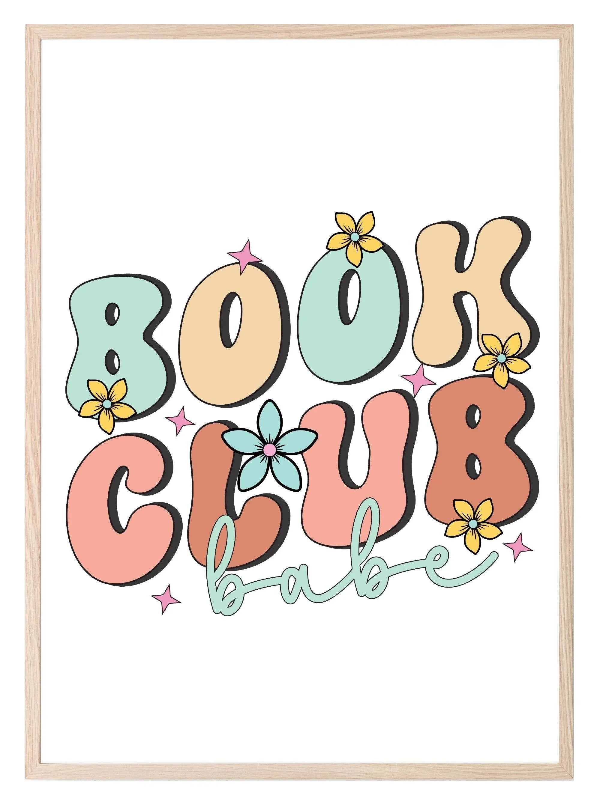 Retro Book Club Babe Print | Hobbies & Interests Wall Art - Larosier Prints