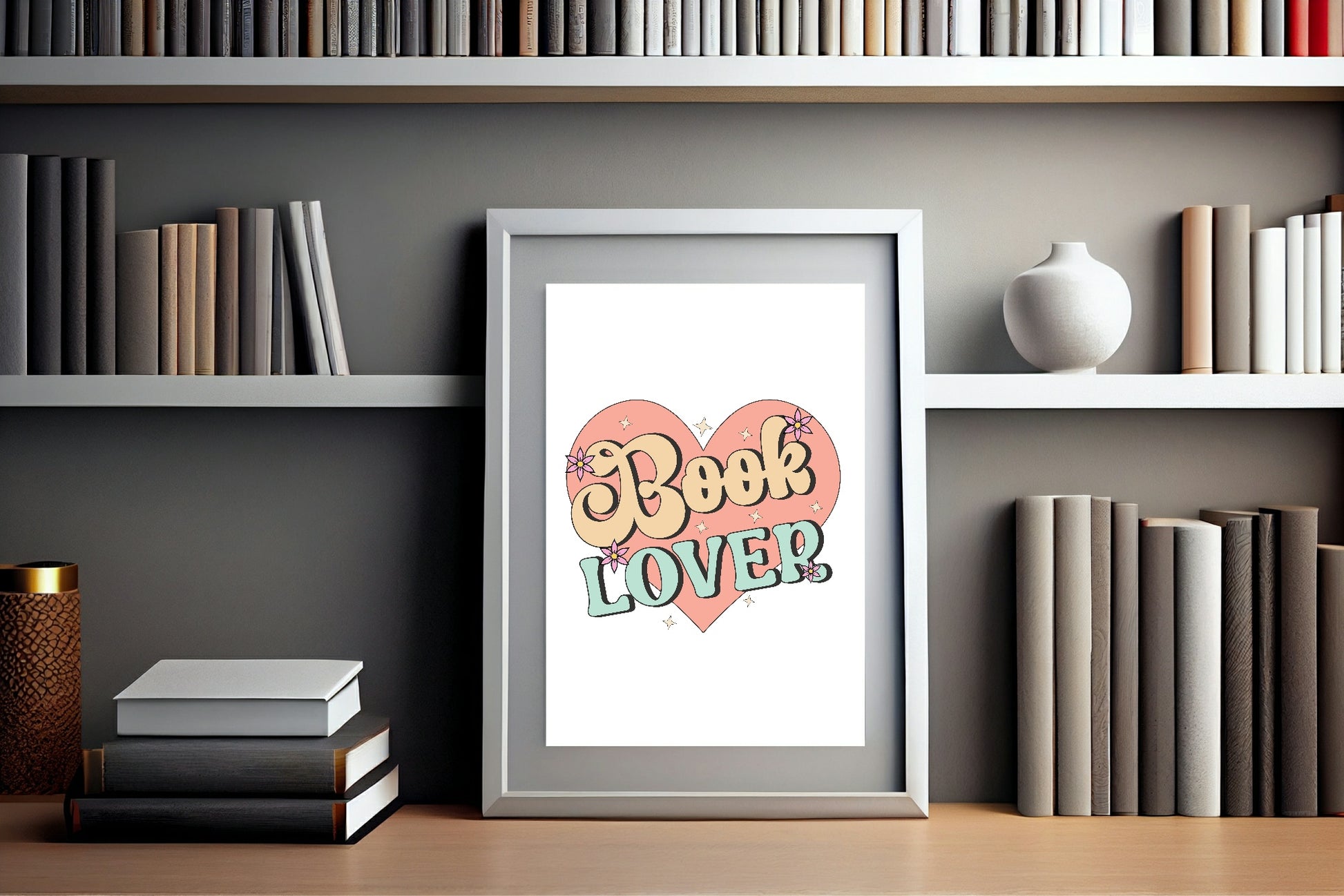 Retro Book Lover Print | Hobbies & Interests Wall Art