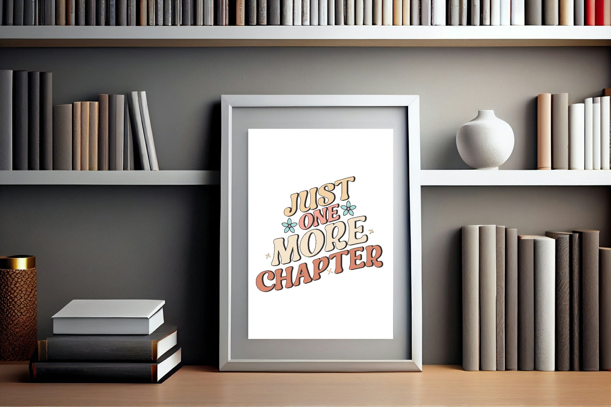 Retro Just One More Chapter Print | Hobbies & Interests Wall Art