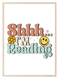 Retro Shhh I'm Reading Print | Hobbies & Interests Wall Art - Larosier Prints