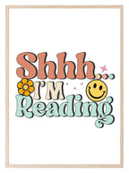 Retro Shhh I'm Reading Print | Hobbies & Interests Wall Art - Larosier Prints