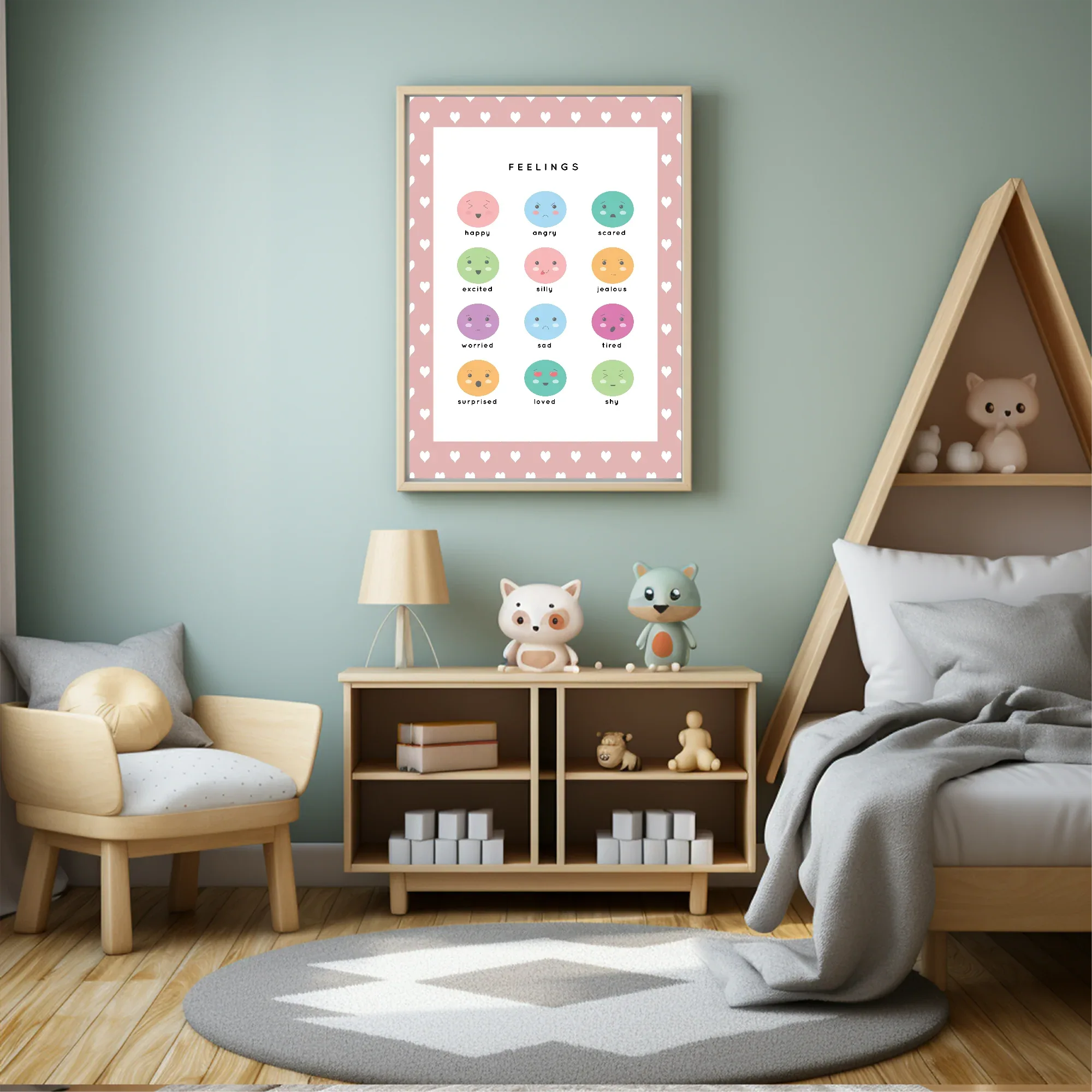 Pink & White Heart Feelings Poster | Emotional Support Tool Wall Art - Larosier Prints