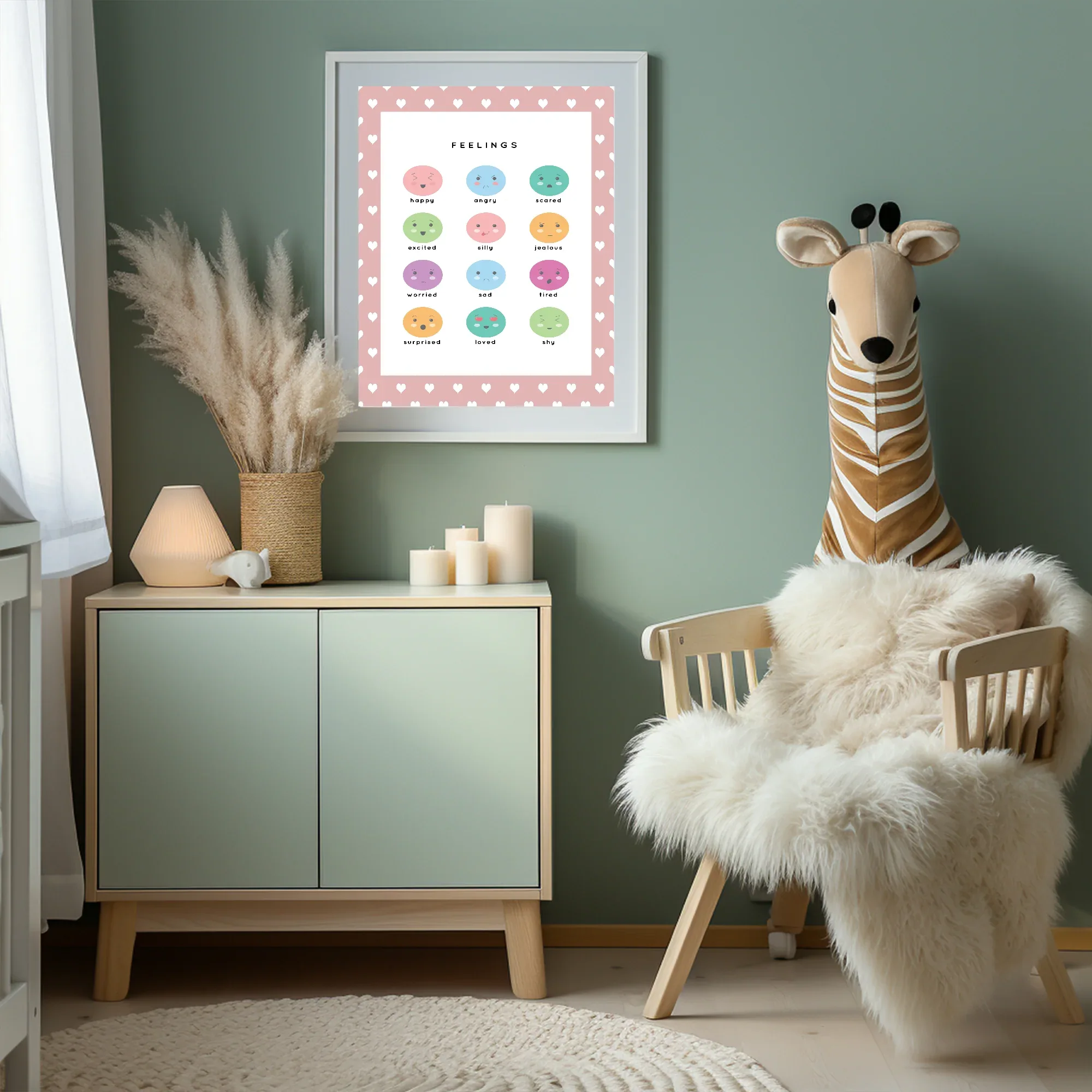 Pink & White Heart Feelings Poster | Emotional Support Tool Wall Art - Larosier Prints