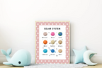 Pink & White Heart Solar System Poster | Educational Wall Art - Larosier Prints