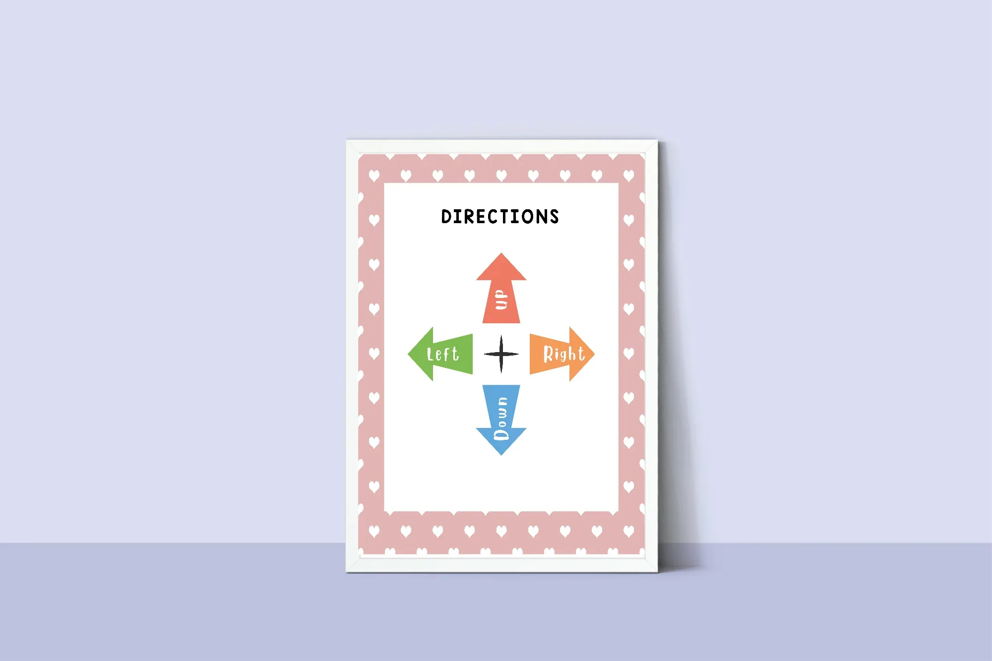 Pink & White Heart Directions Poster | Educational Wall Art - Larosier Prints