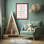 Pink & White Heart Alphabet Poster | Educational Wall Art - Larosier Prints