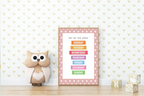 Pink & White Heart Days Of The Week Poster | Educational Wall Art - Larosier Prints