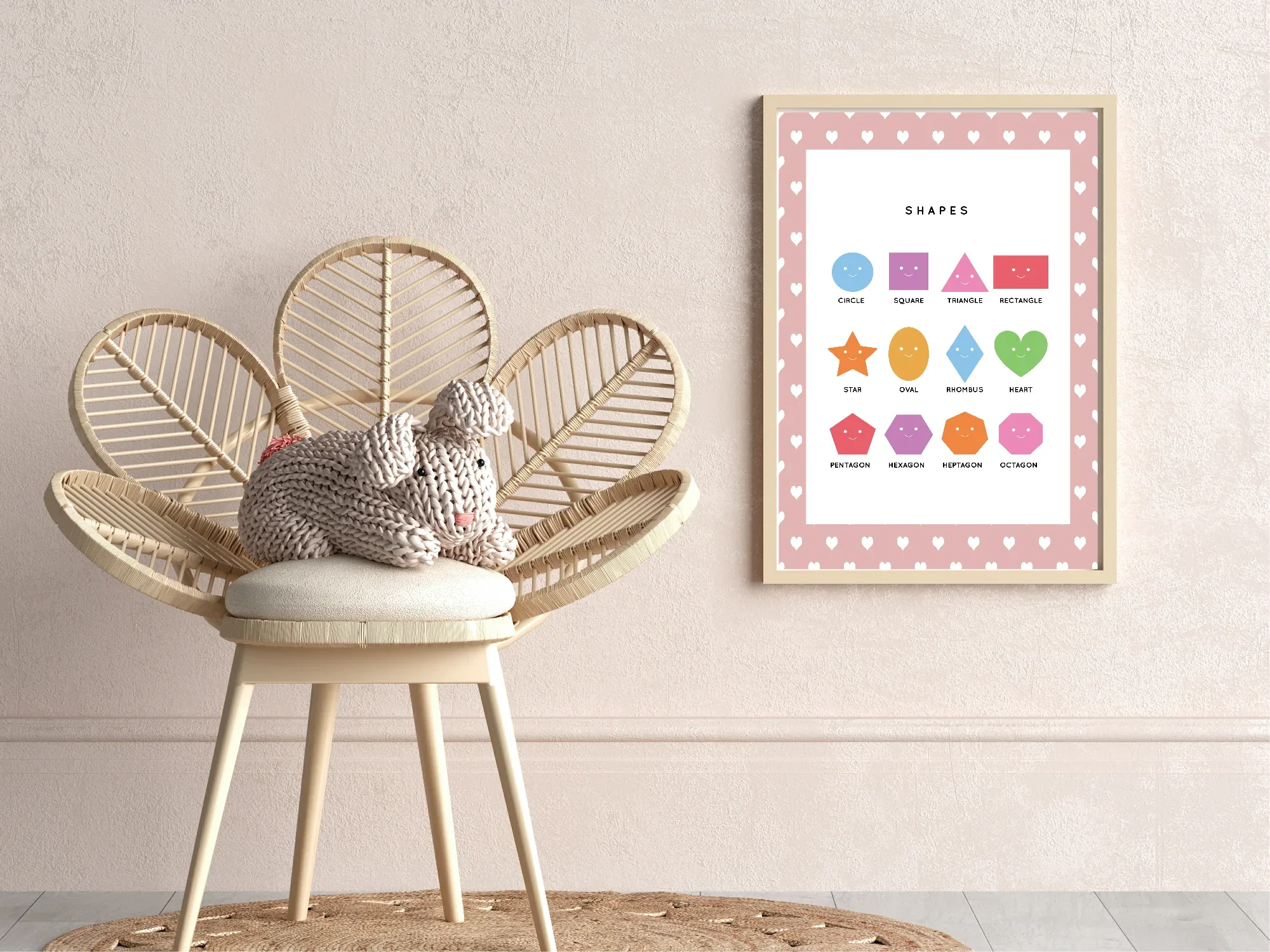 Pink & White Heart Shapes Poster | Educational Wall Art - Larosier Prints