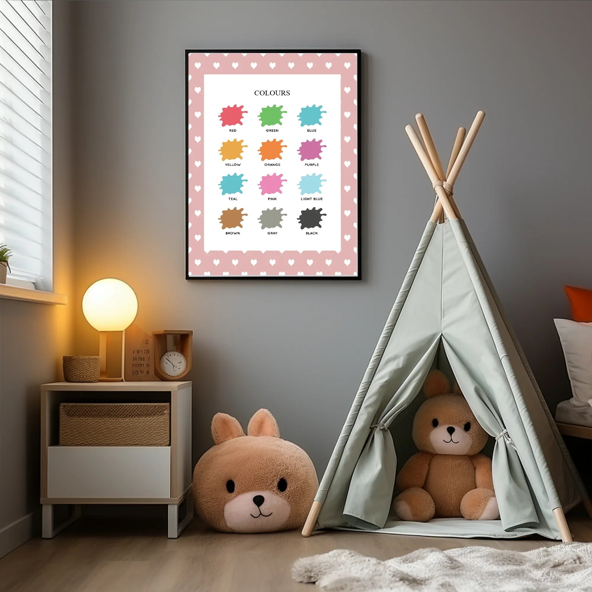 Pink & White Heart Colours Poster | Educational Wall Art - Larosier Prints