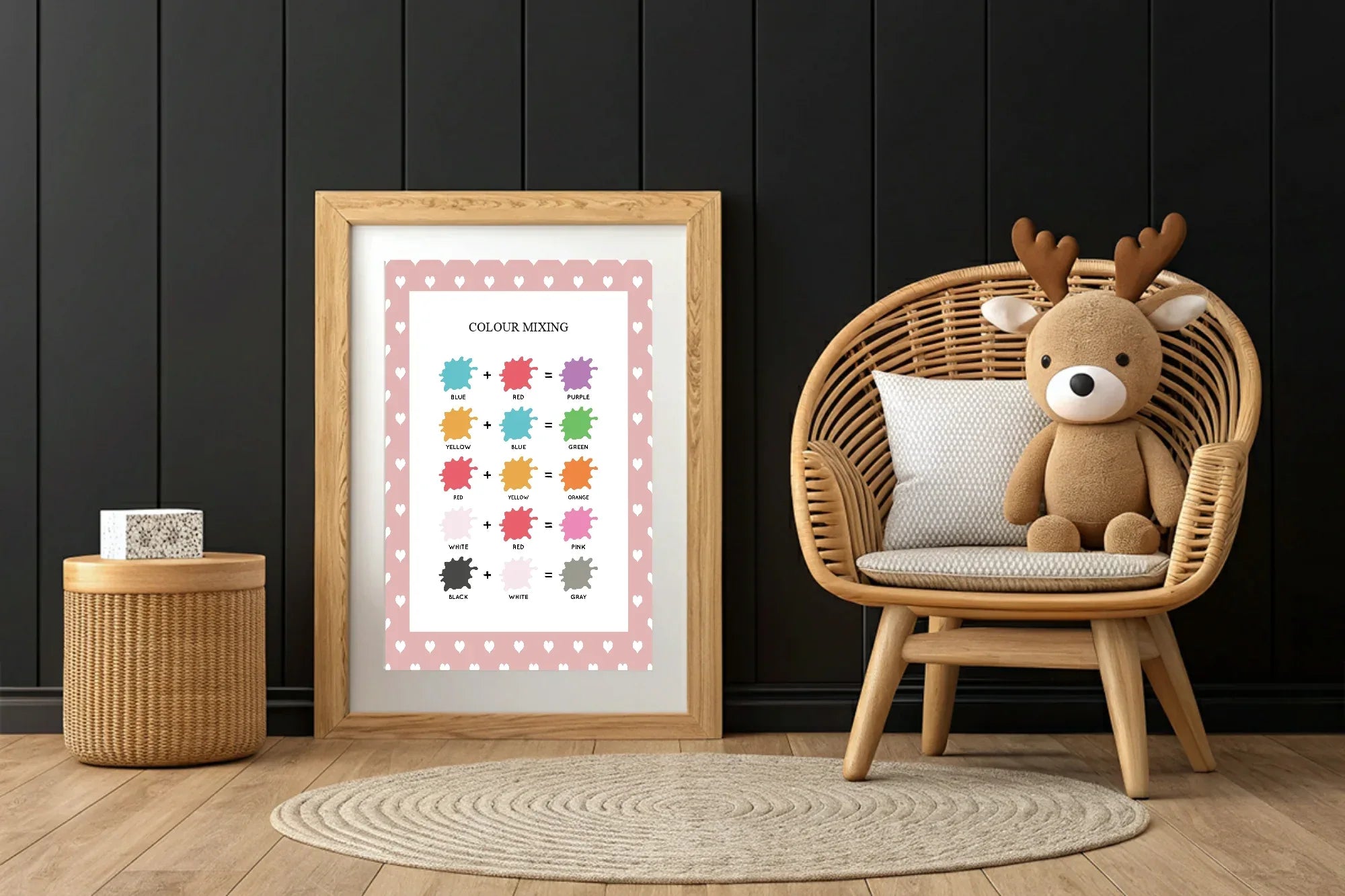 Pink & White Heart Colour Mixing Poster | Educational Wall Art - Larosier Prints
