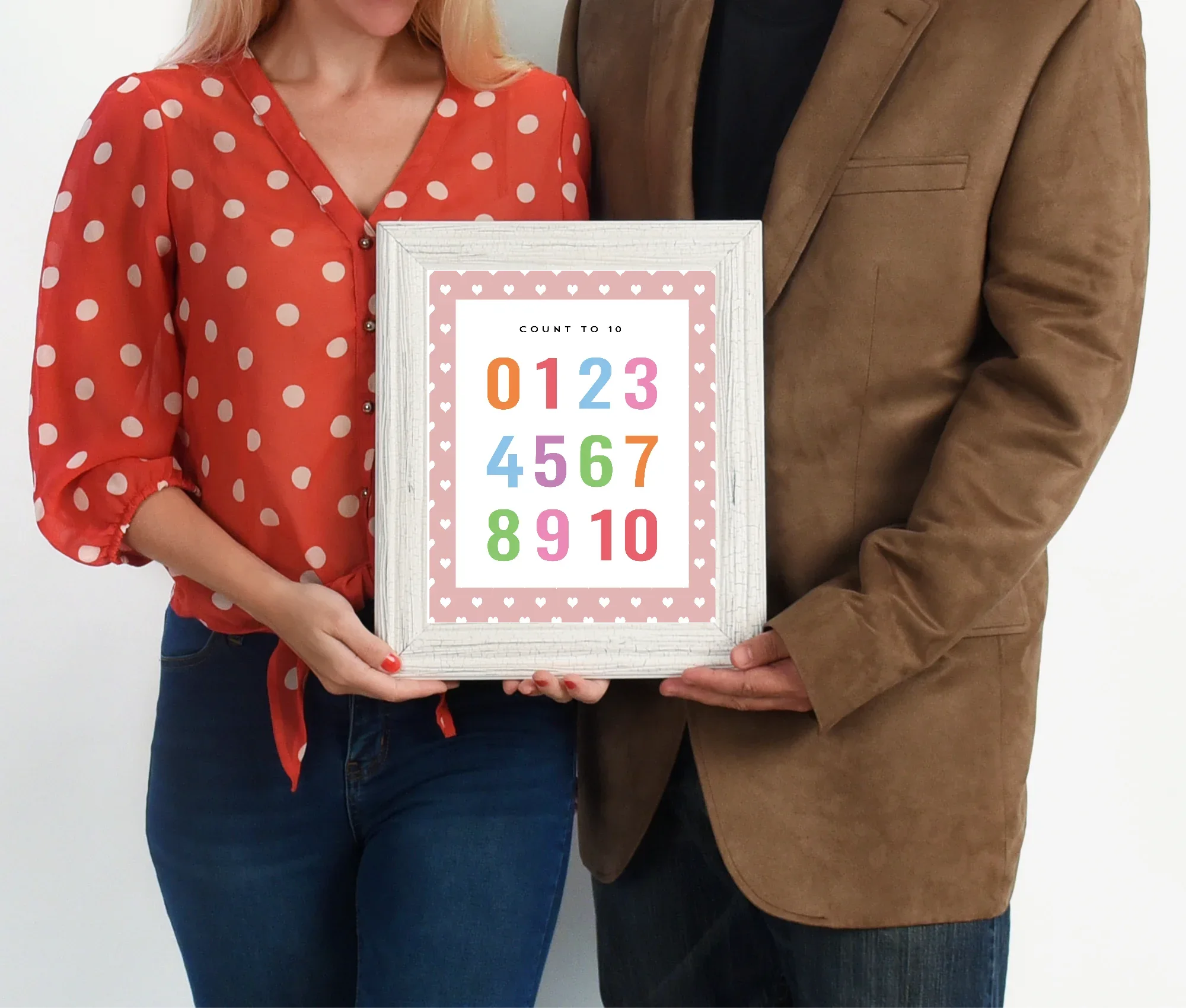 Pink & White Heart Count To 10 Poster | Educational Wall Art - Larosier Prints