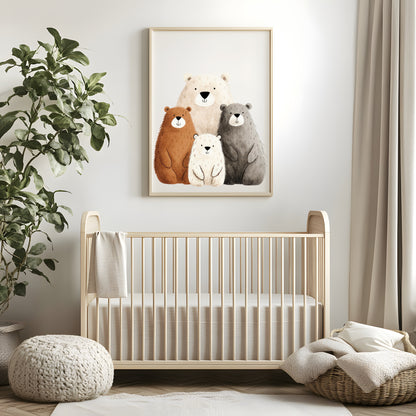 Family Of 4 Bears Print | Nursery Wall Art