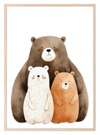 Family Of 3 Bears Print | Nursery Wall Art - Larosier Prints