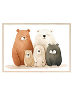 Family Of 5 Bears Print | Nursery Wall Art - Larosier Prints