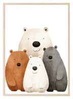 Family Of 4 Bears Print | Nursery Wall Art - Larosier Prints