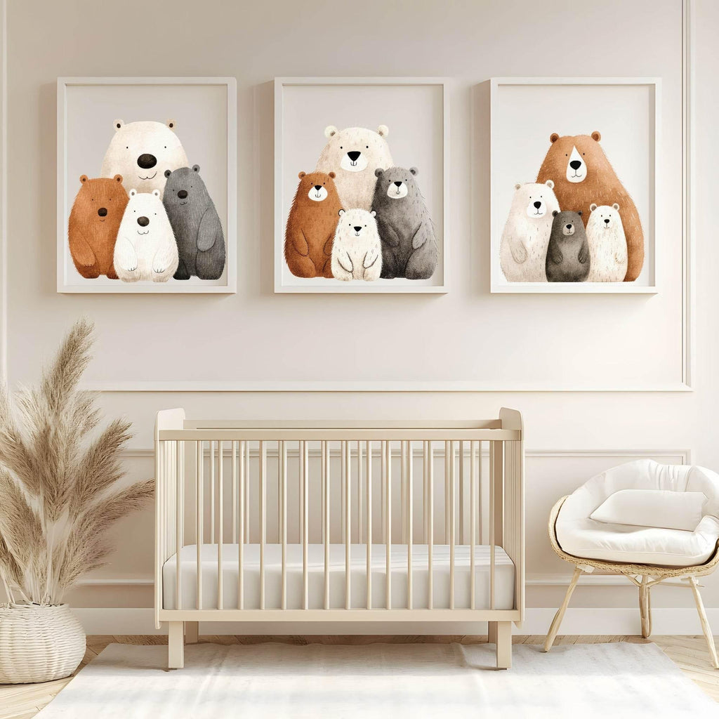 Family Of 4 Bears Print | Nursery Wall Art - Larosier Prints