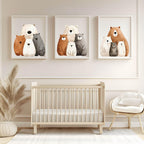 Family Of 4 Bears Print | Nursery Wall Art - Larosier Prints