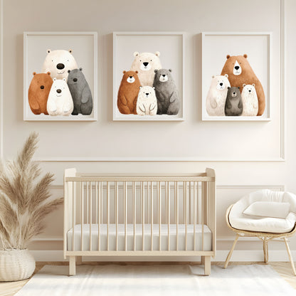 Family Of 4 Bears Print | Nursery Wall Art