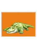 Sleeping Crocodile Print | Orange | Nursery Wall Art - Larosier Prints