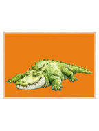 Sleeping Crocodile Print | Orange | Nursery Wall Art - Larosier Prints