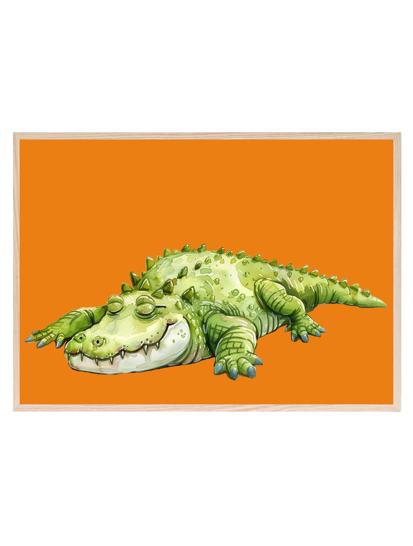 Sleeping Crocodile Print | Orange | Nursery Wall Art