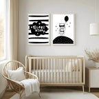 Superhero Print | Monochrome | Stripes | Nursery Wall Art - Larosier Prints