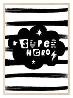 Superhero Print | Monochrome | Stripes | Nursery Wall Art - Larosier Prints