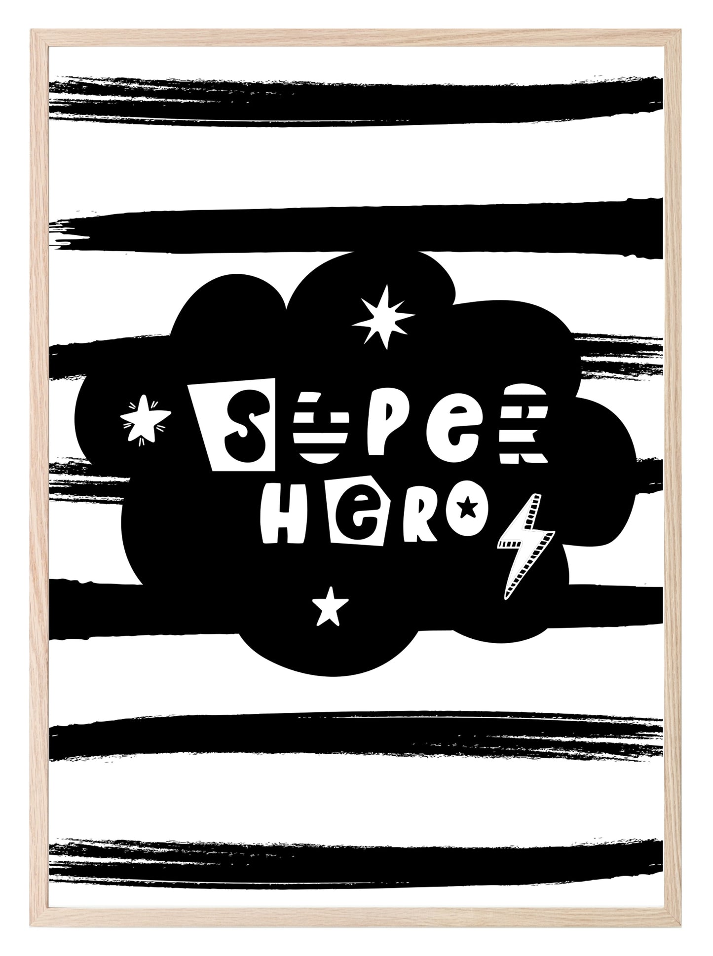 Superhero Print | Monochrome | Stripes | Nursery Wall Art